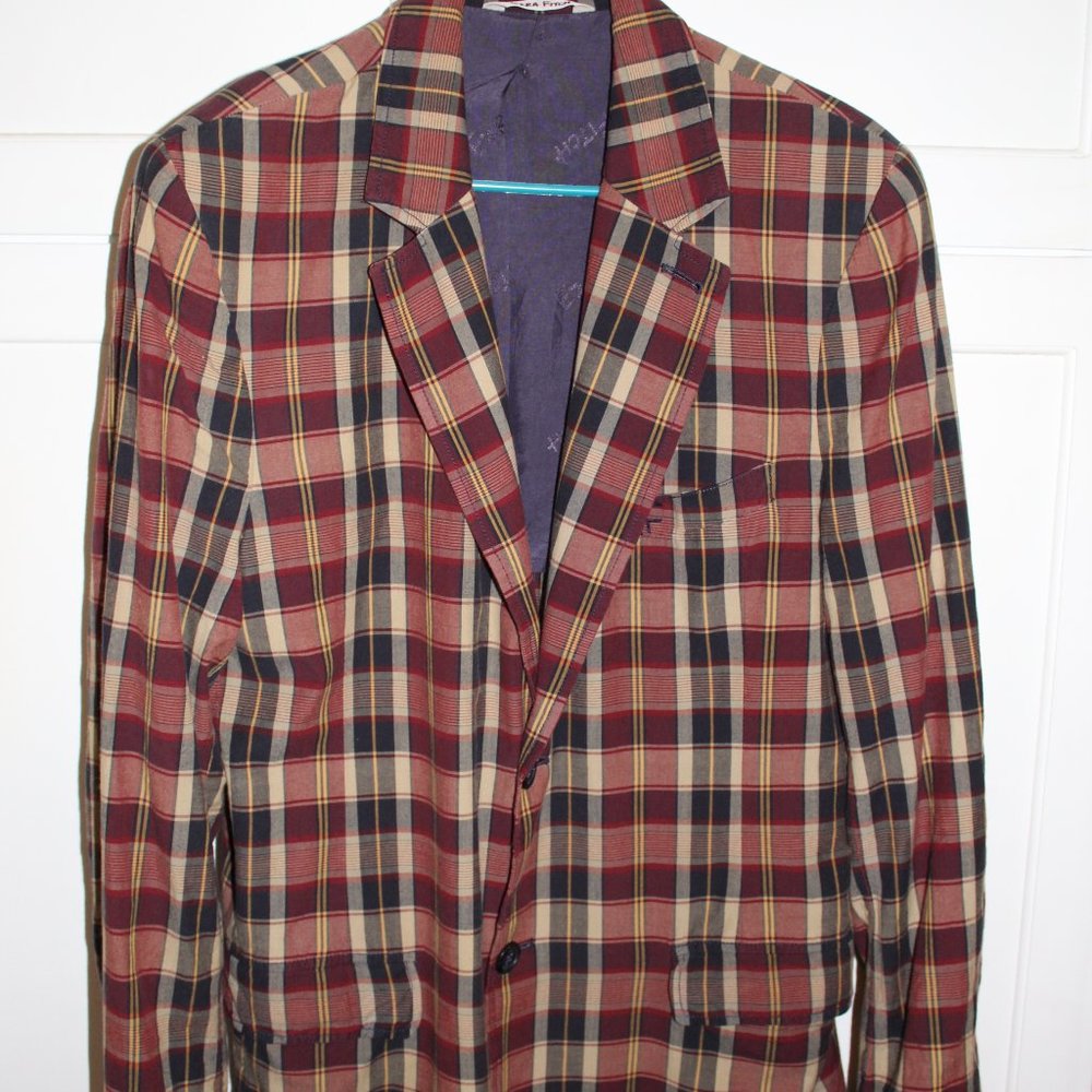 ABERCROMBIE "Ezra Fitch" Red Plaid Blazer Coat for Men
